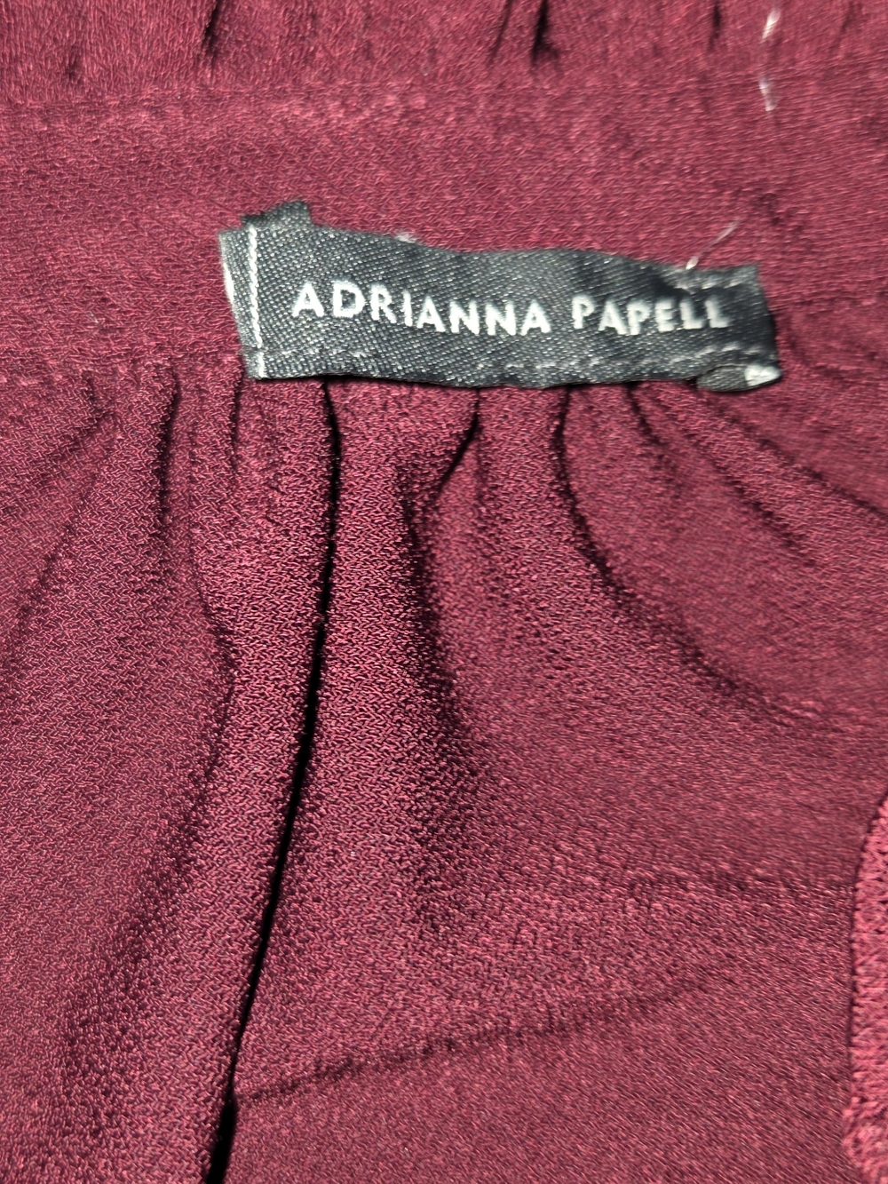 Adrianna Papell Burgundy Ruffled Flutter Sleeve Tie-Neck Blouse - Picture 3 of 6